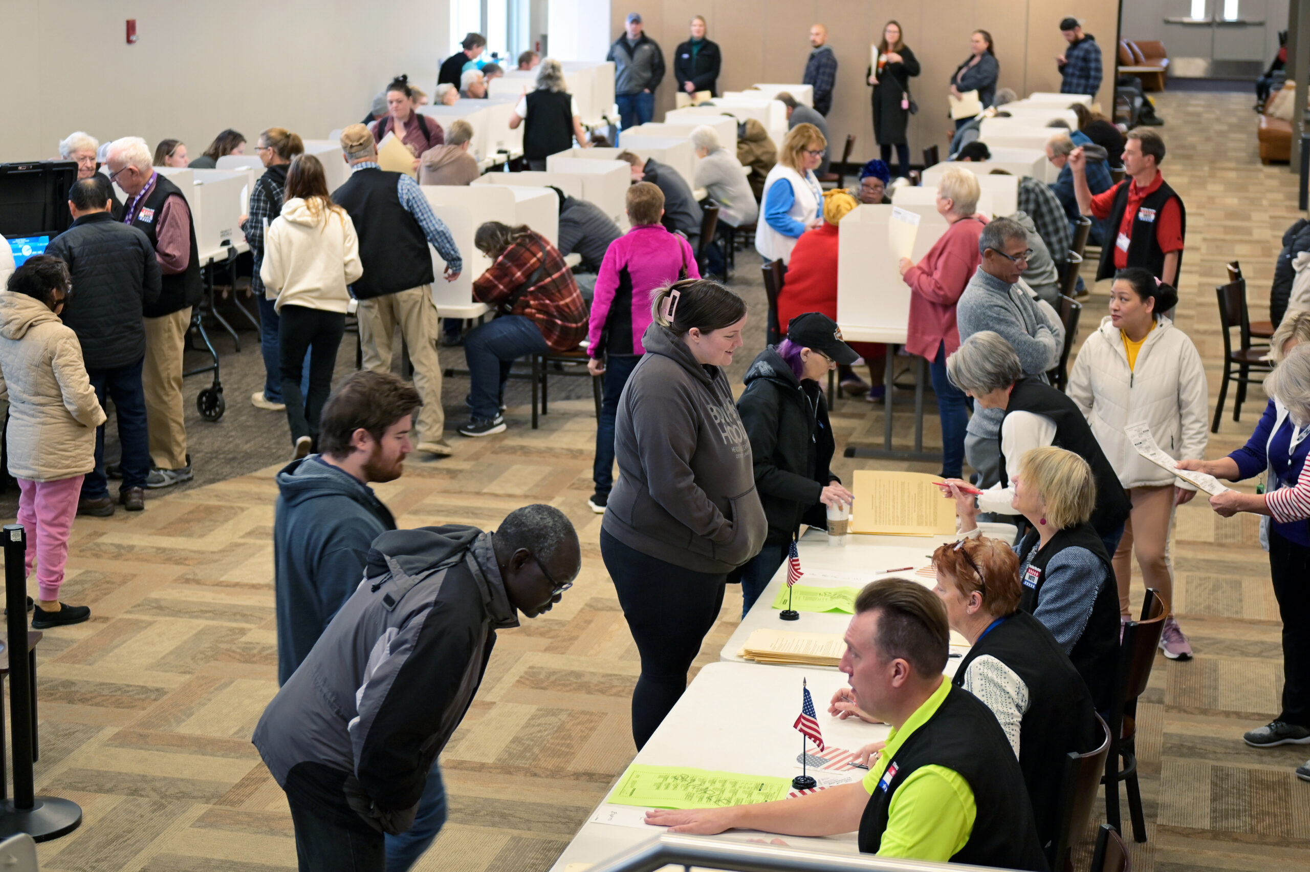 Elderly voter casting a ballot in Fargo, North Dakota